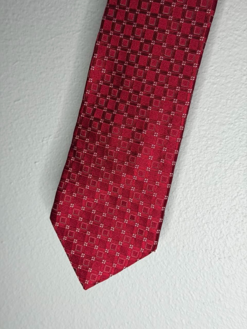 Valentino Red Check Silk Tie